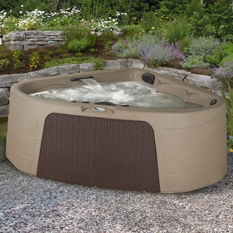 Durasport TR-26 plug-and-play hot tub on a backyard patio